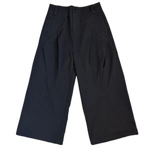 49PERCENT Men's Black Pleated Wide-Leg Trousers
